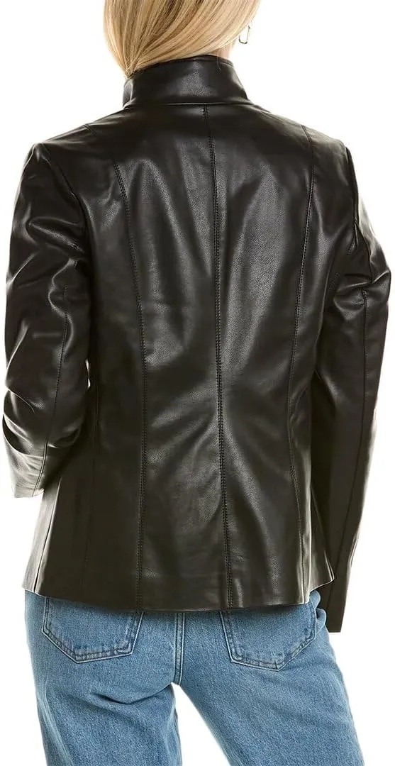 Kenneth Cole Women's Exposed Zip Faux Leather Coat