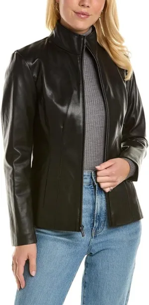 Kenneth Cole Women's Exposed Zip Faux Leather Coat