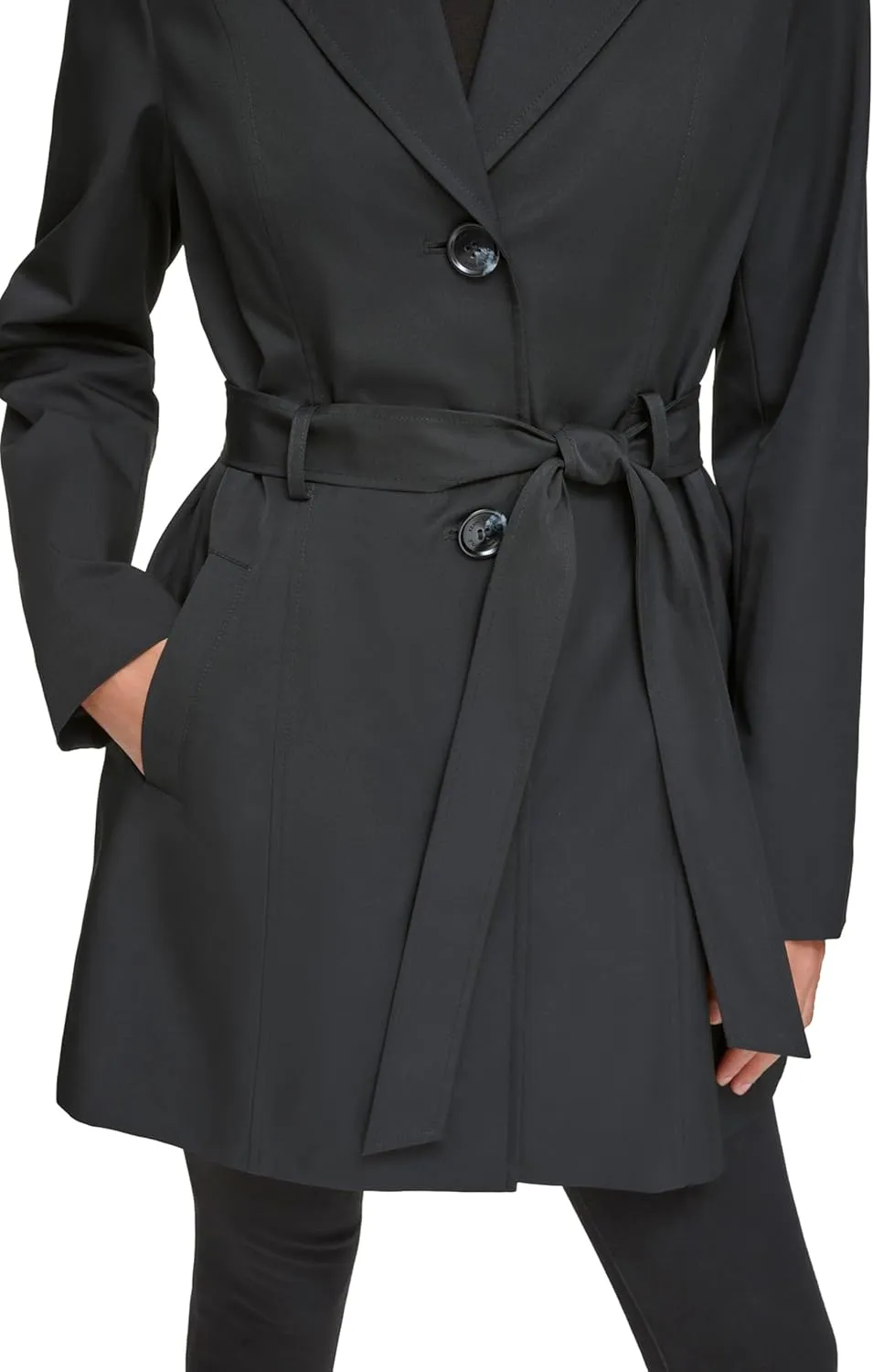 Kenneth Cole Women's Trench Coat with Waist Tie Belt and Notch Collar