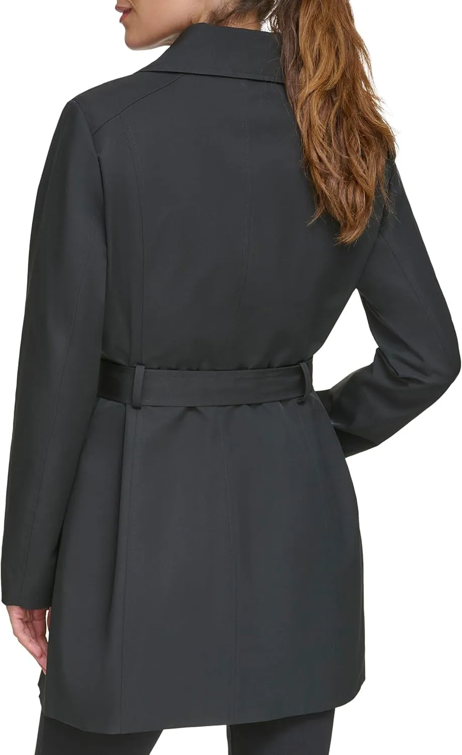 Kenneth Cole Women's Trench Coat with Waist Tie Belt and Notch Collar