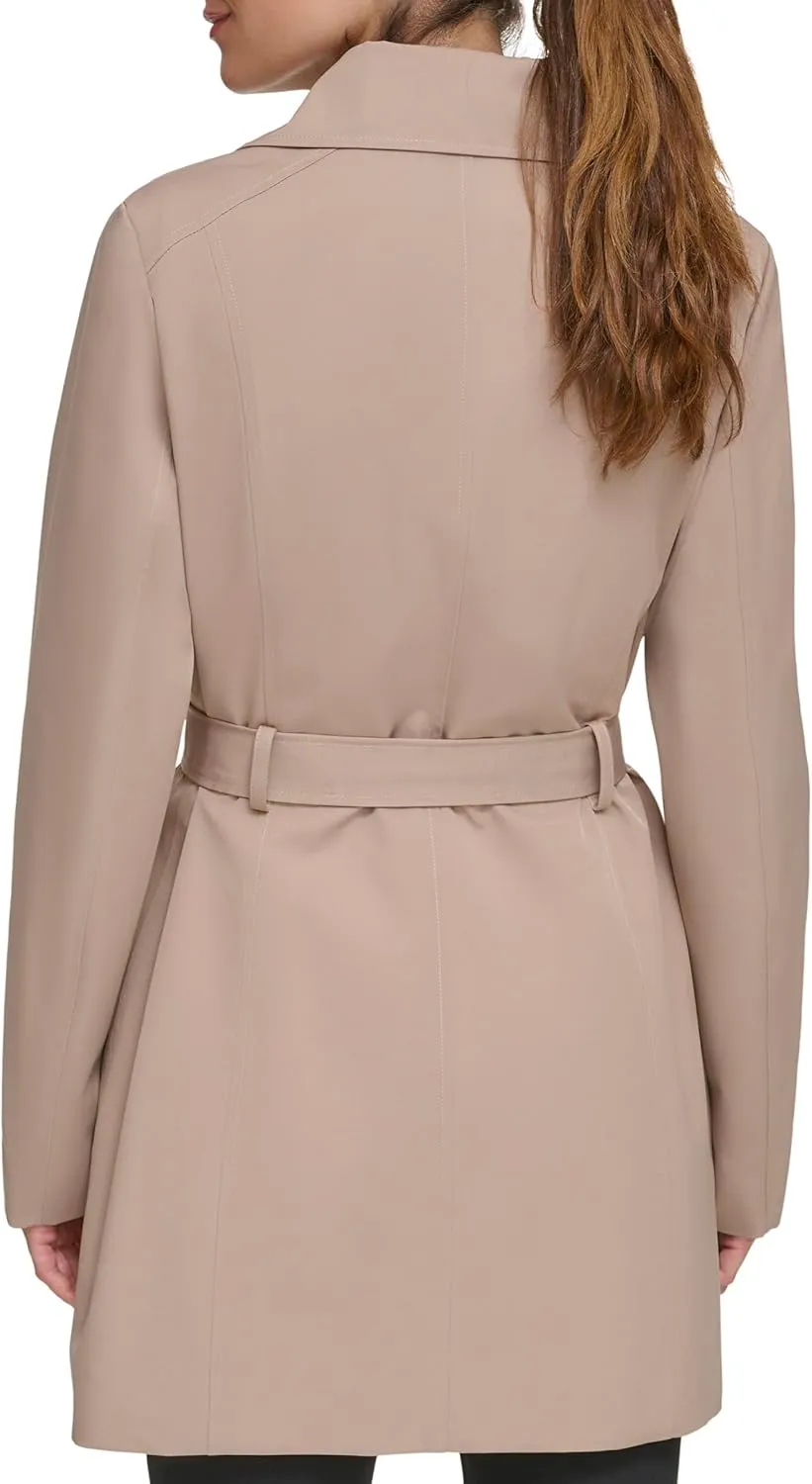 Kenneth Cole Women's Trench Coat with Waist Tie Belt and Notch Collar