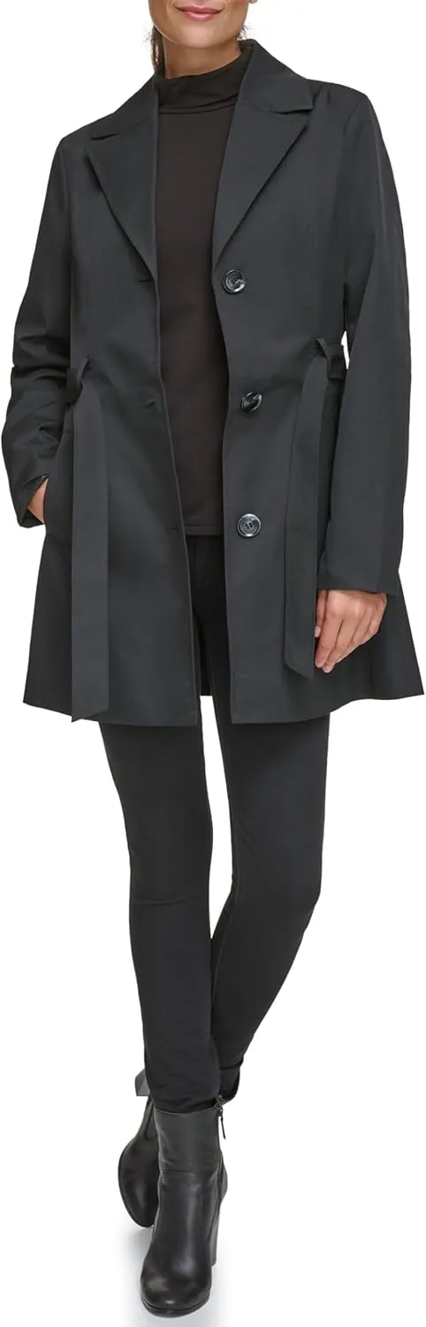 Kenneth Cole Women's Trench Coat with Waist Tie Belt and Notch Collar