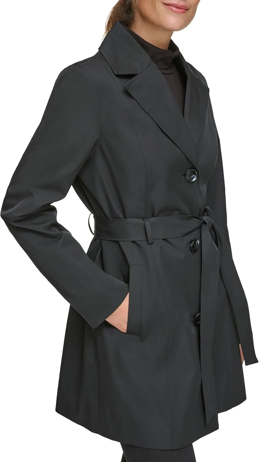 Kenneth Cole Women's Trench Coat with Waist Tie Belt and Notch Collar