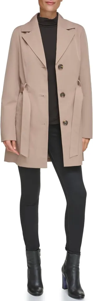 Kenneth Cole Women's Trench Coat with Waist Tie Belt and Notch Collar