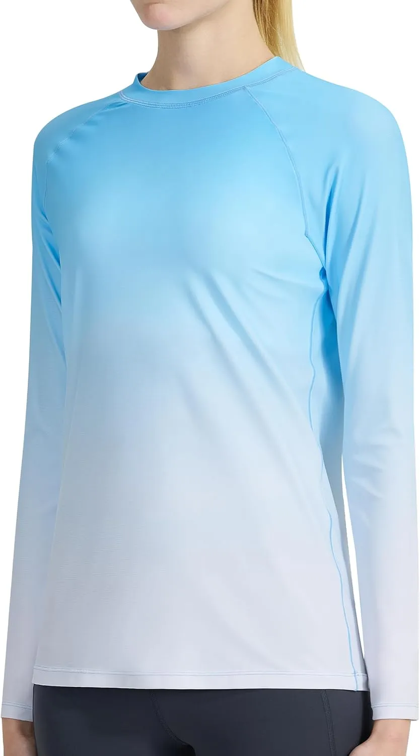 KPSUN Womens Long Sleeve Rash Guard UPF 50  Swim Shirts Sun Uv Protection Surfing Top for Beach Swimming Quick Dry