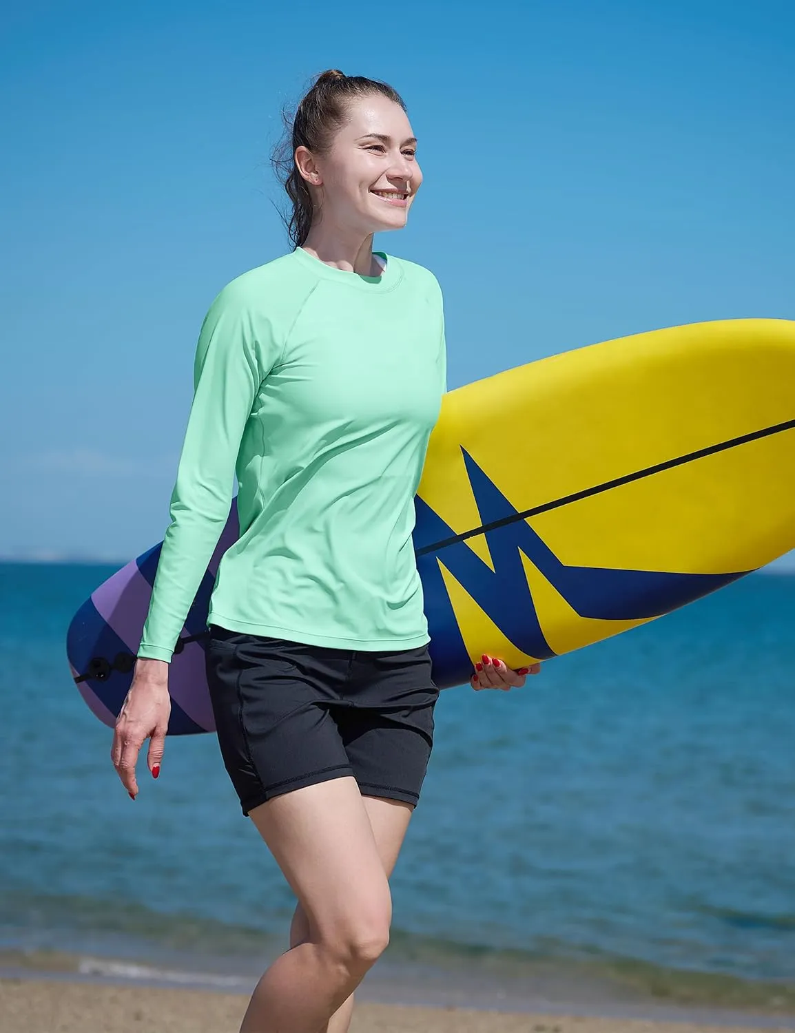KPSUN Womens Long Sleeve Rash Guard UPF 50  Swim Shirts Sun Uv Protection Surfing Top for Beach Swimming Quick Dry