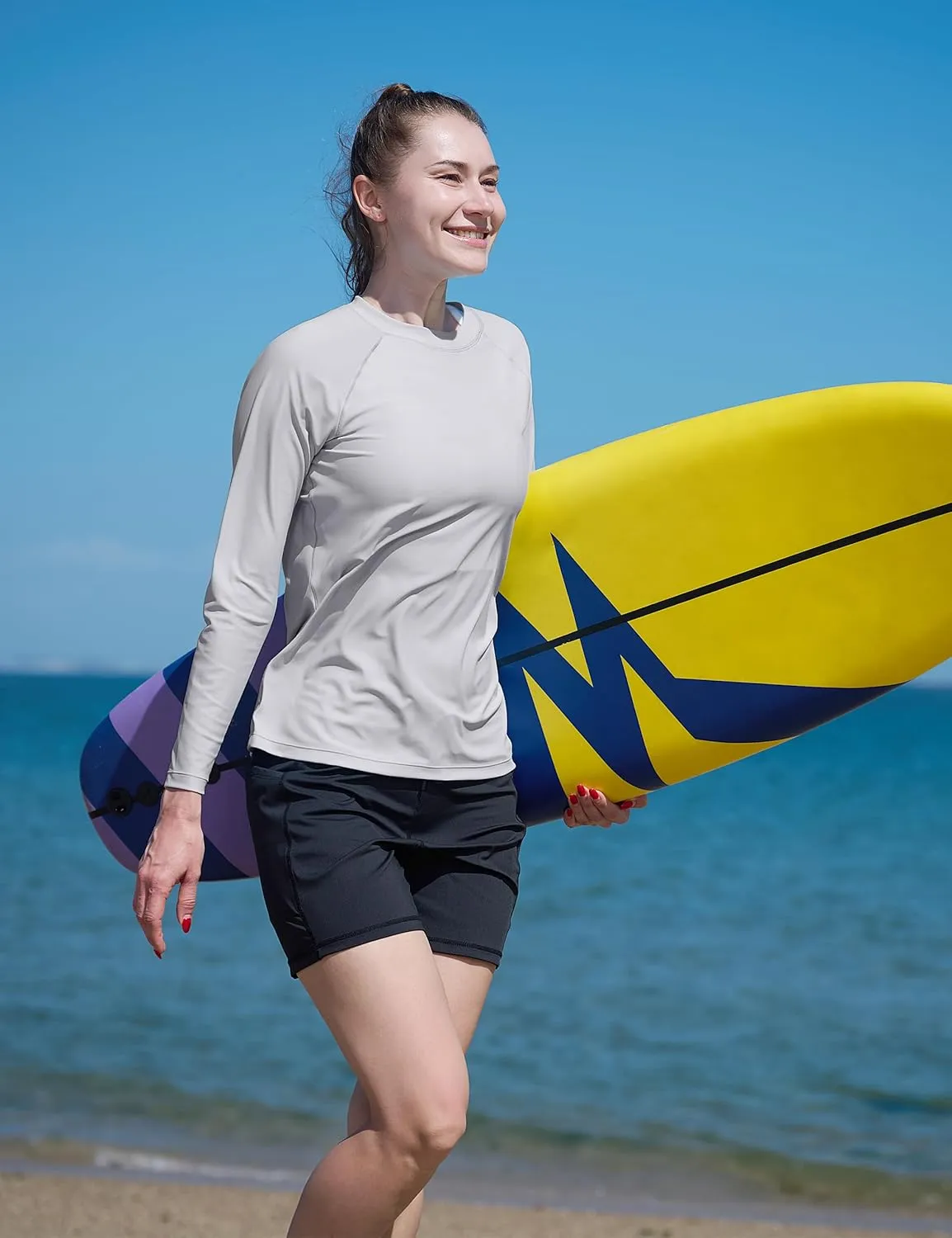 KPSUN Womens Long Sleeve Rash Guard UPF 50  Swim Shirts Sun Uv Protection Surfing Top for Beach Swimming Quick Dry