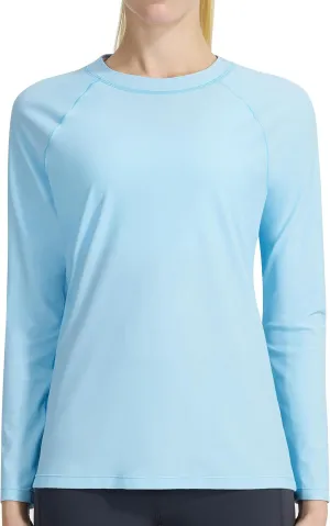 KPSUN Womens Long Sleeve Rash Guard UPF 50  Swim Shirts Sun Uv Protection Surfing Top for Beach Swimming Quick Dry