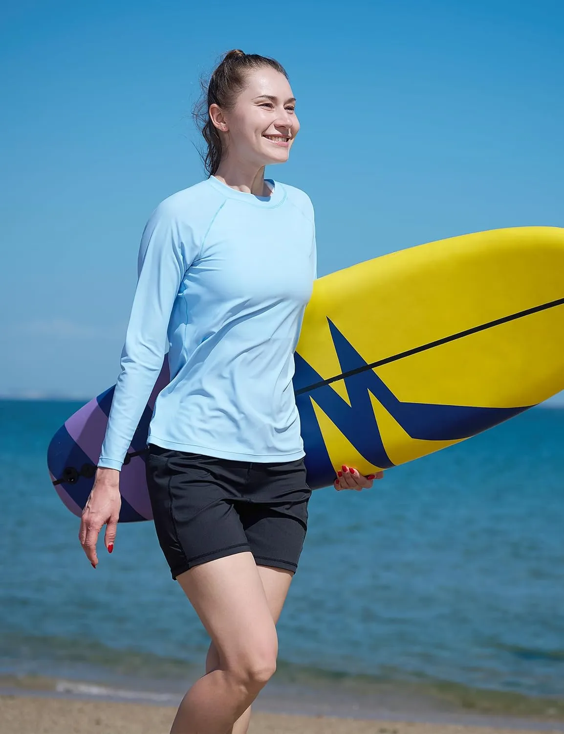 KPSUN Womens Long Sleeve Rash Guard UPF 50  Swim Shirts Sun Uv Protection Surfing Top for Beach Swimming Quick Dry