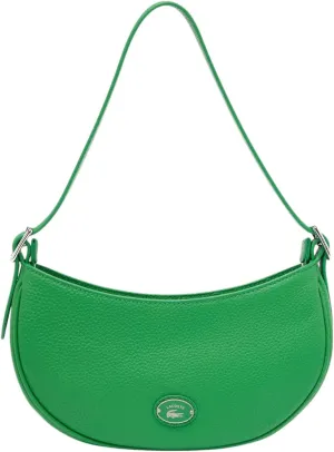 Lacoste Women's Top Grain Leather Halfmoon Shoulder Bag, Bright Green, One Size