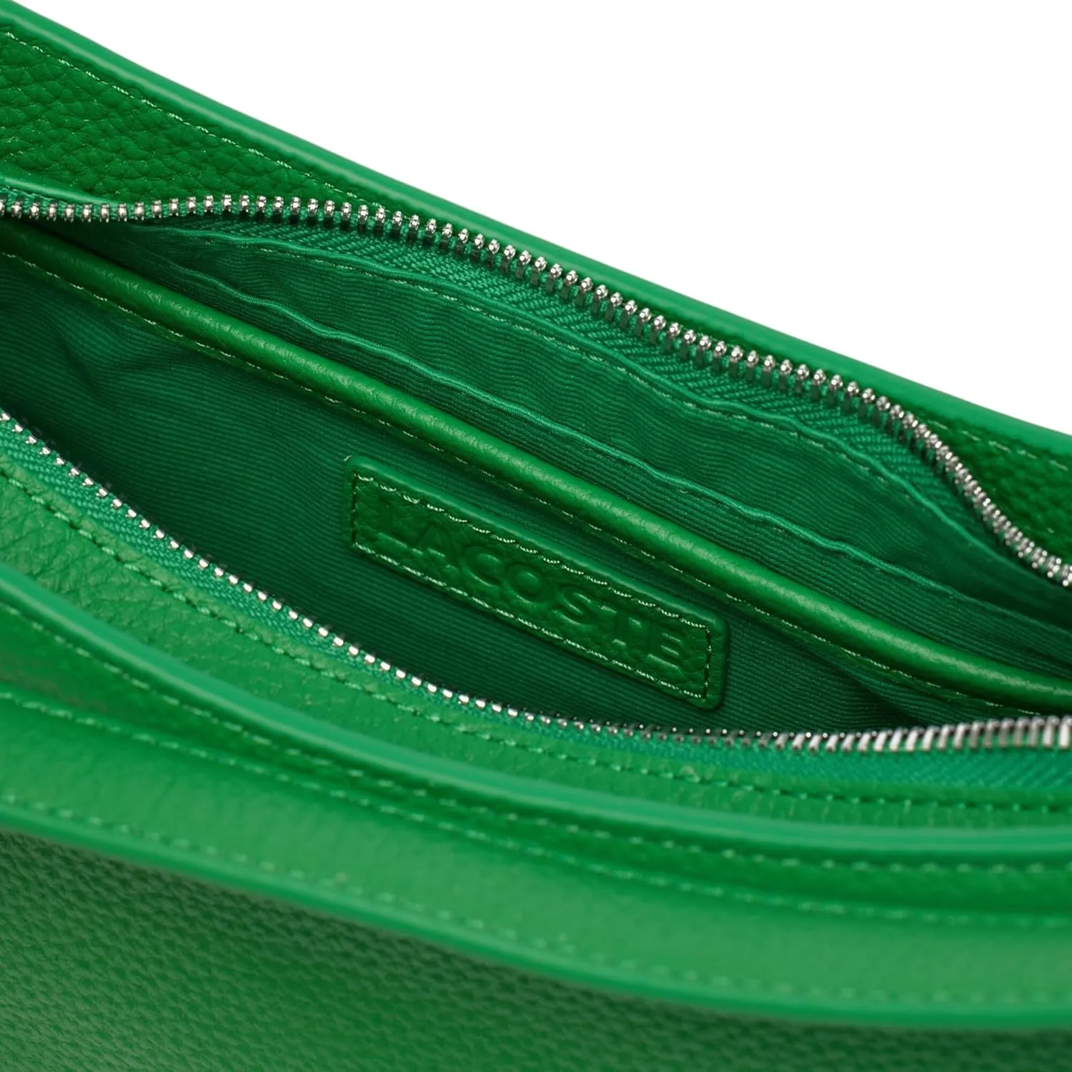 Lacoste Women's Top Grain Leather Halfmoon Shoulder Bag, Bright Green, One Size