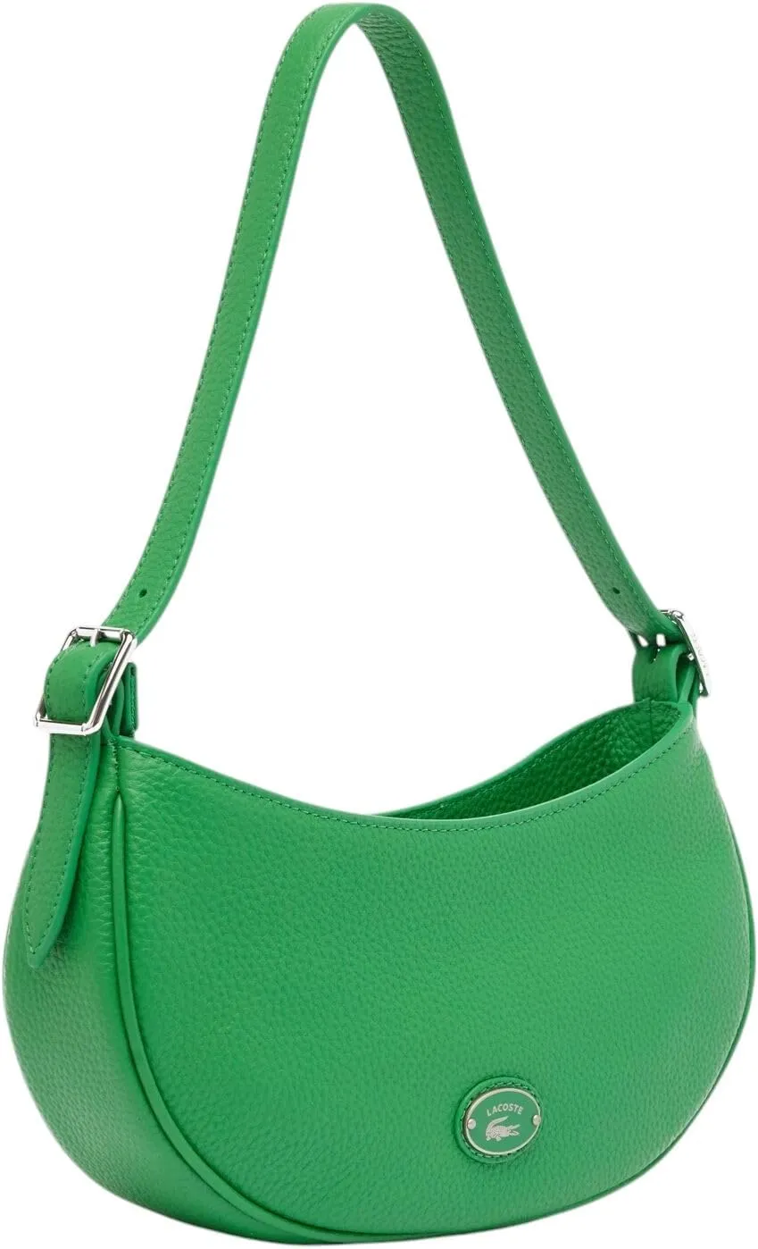 Lacoste Women's Top Grain Leather Halfmoon Shoulder Bag, Bright Green, One Size