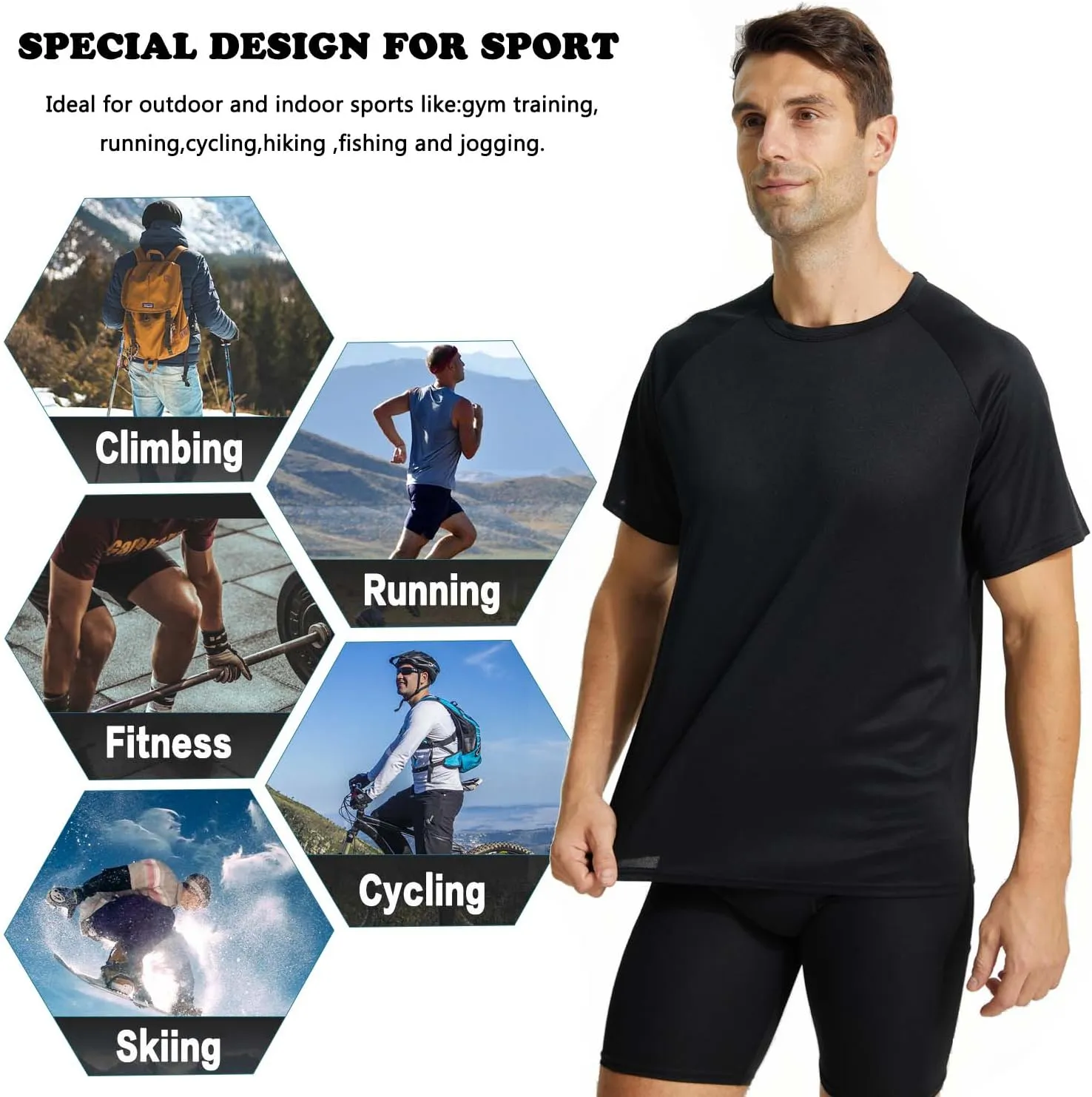 LANBAOSI 3 Pack Workout Running Shirts for Men Moisture Wicking Quick Dry Athletic Active Men's Gym Performance T Shirts