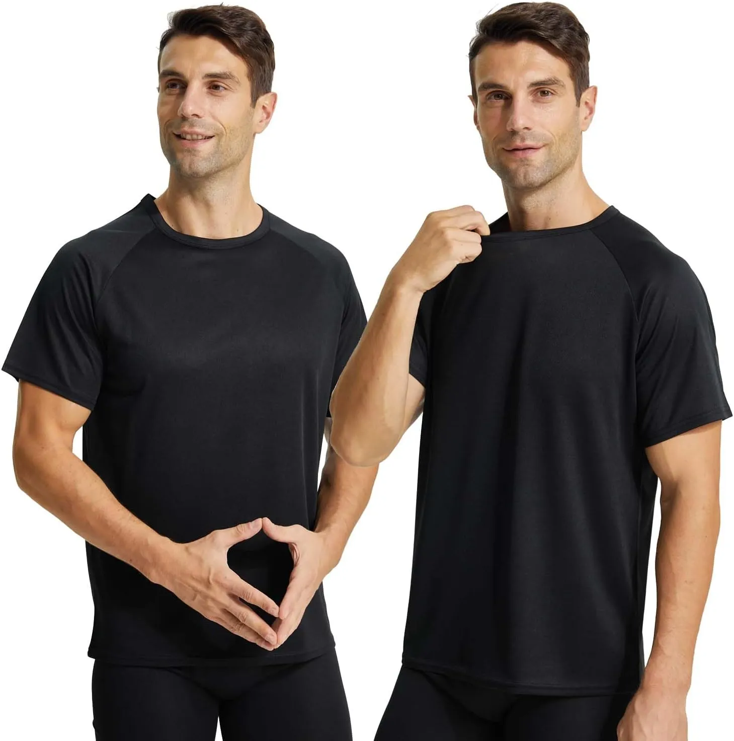 LANBAOSI 3 Pack Workout Running Shirts for Men Moisture Wicking Quick Dry Athletic Active Men's Gym Performance T Shirts