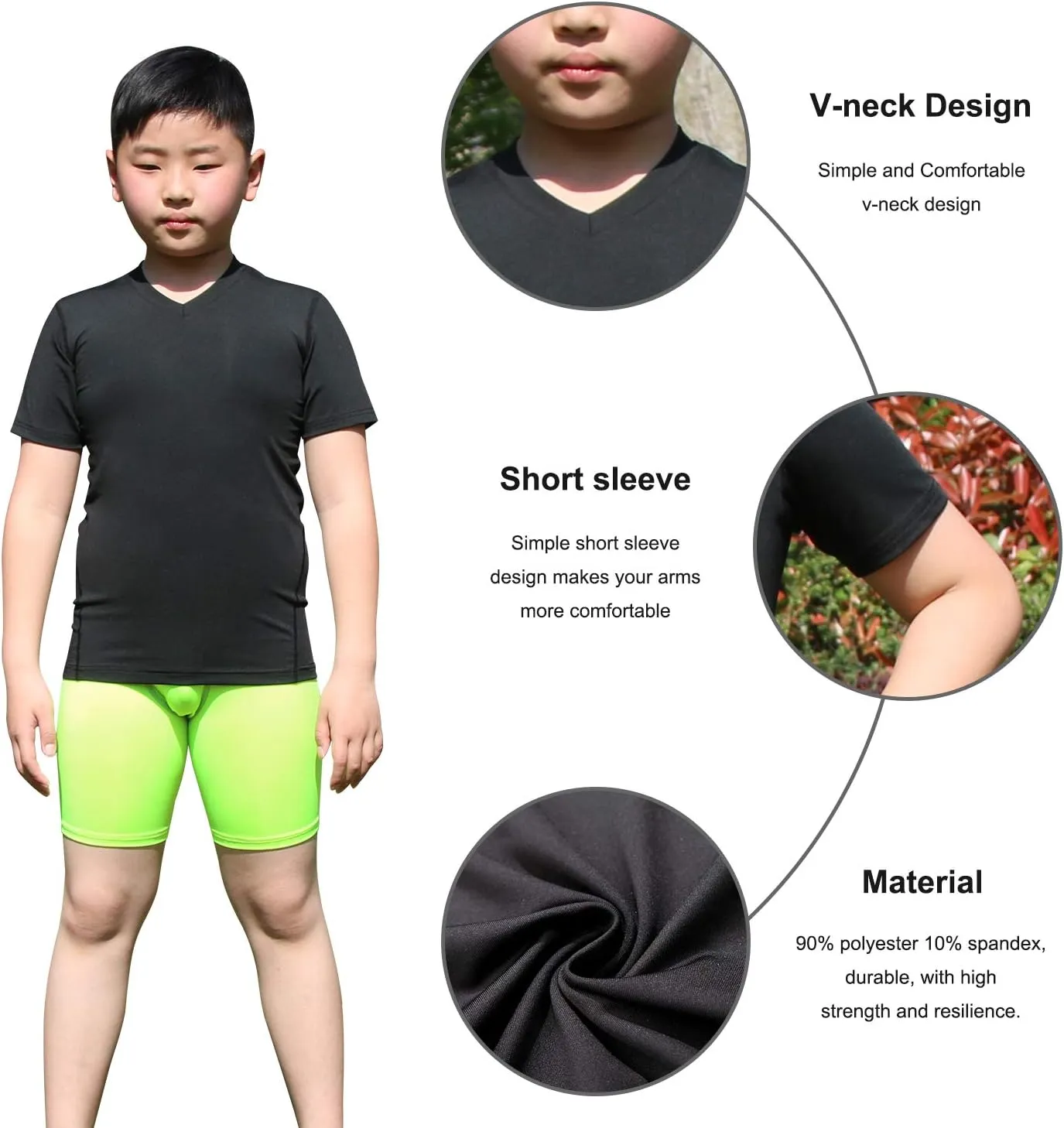 LANBAOSI Kids Boy's Compression Shirts Child's Quick Dry Sports Undershirts Short Sleeve Baselayer Tee Tops