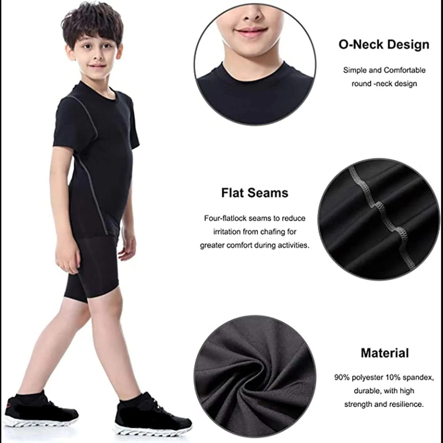 LANBAOSI Kids Boy's Compression Shirts Child's Quick Dry Sports Undershirts Short Sleeve Baselayer Tee Tops
