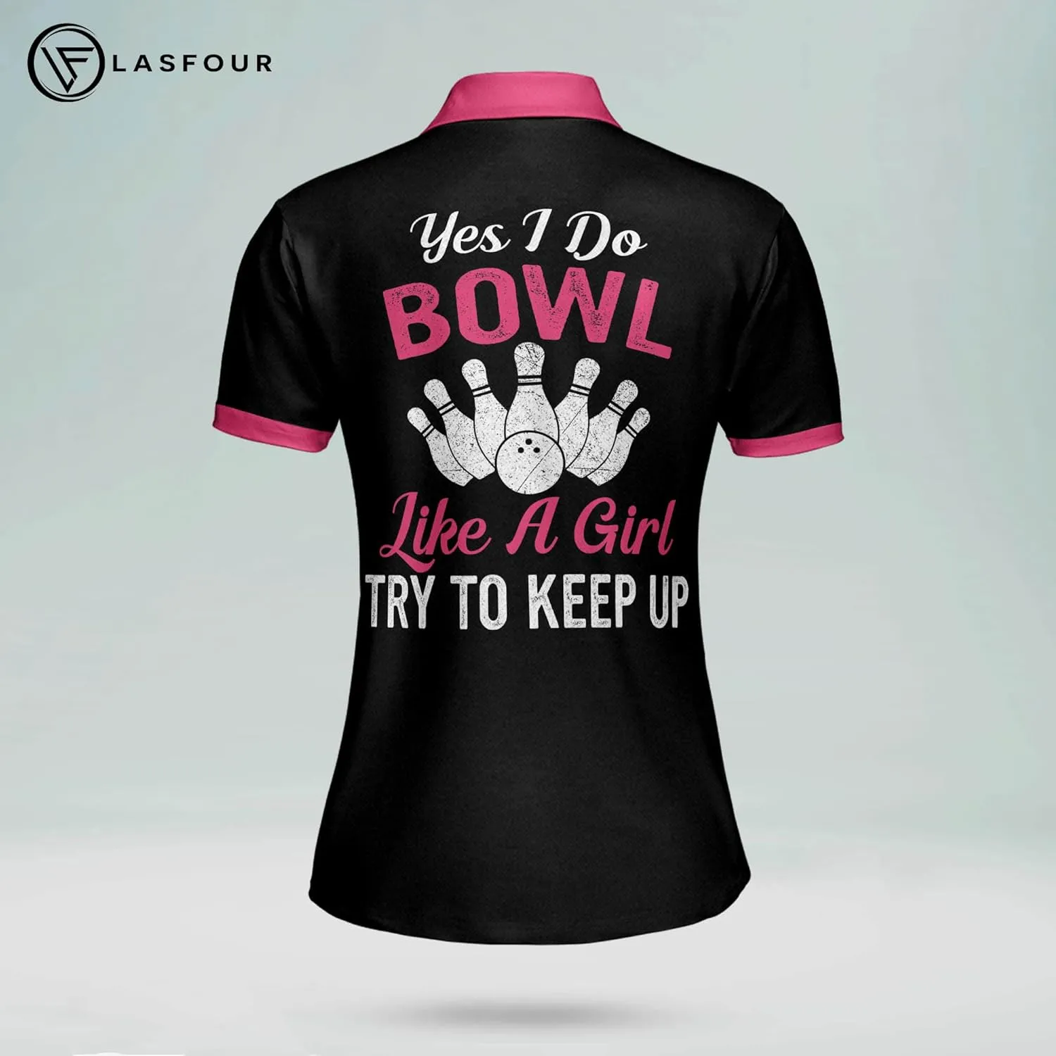 LASFOUR Personalized 3D Funny Bowling Shirts for Women, Custom Bowling Team Shirts for Women, Women Bowling Jerseys