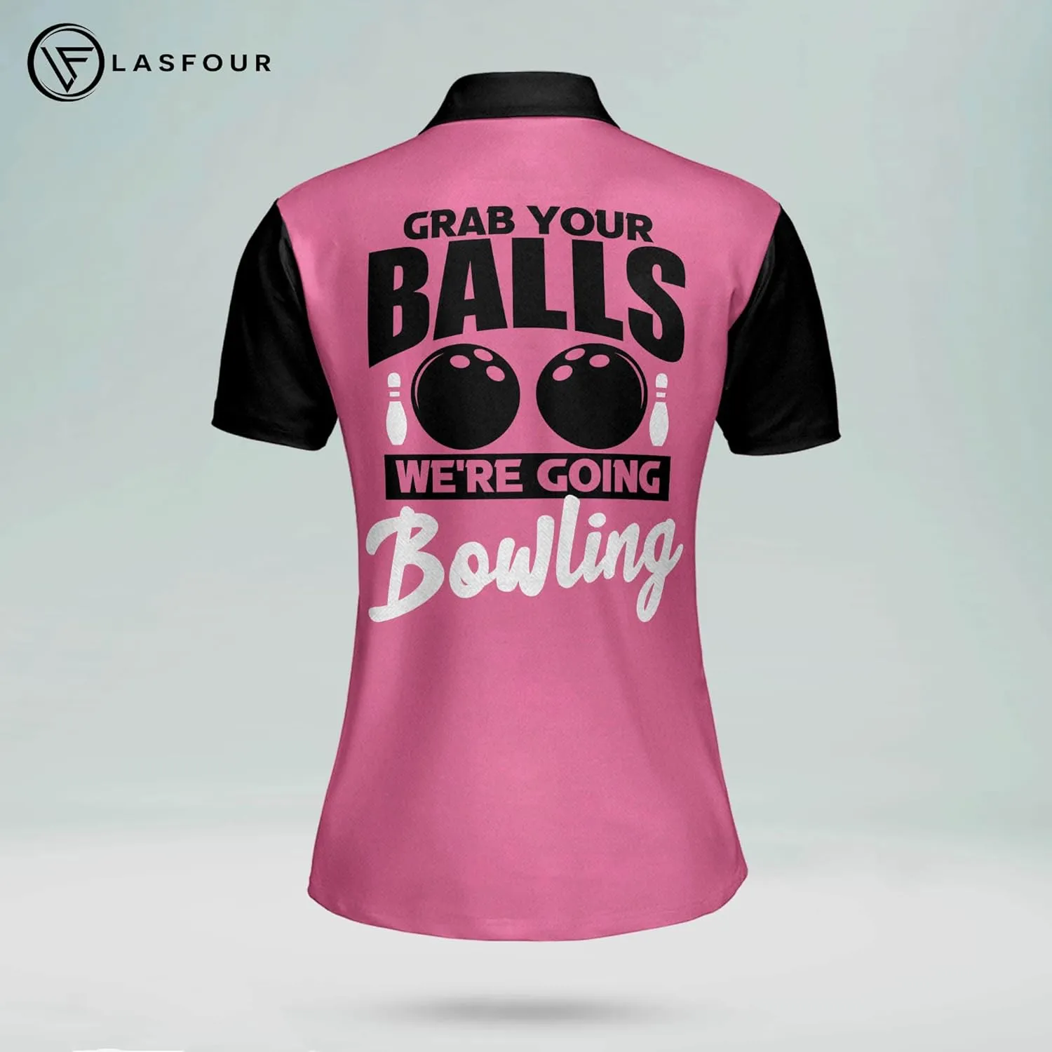 LASFOUR Personalized 3D Funny Bowling Shirts for Women, Custom Bowling Team Shirts for Women, Women Bowling Jerseys