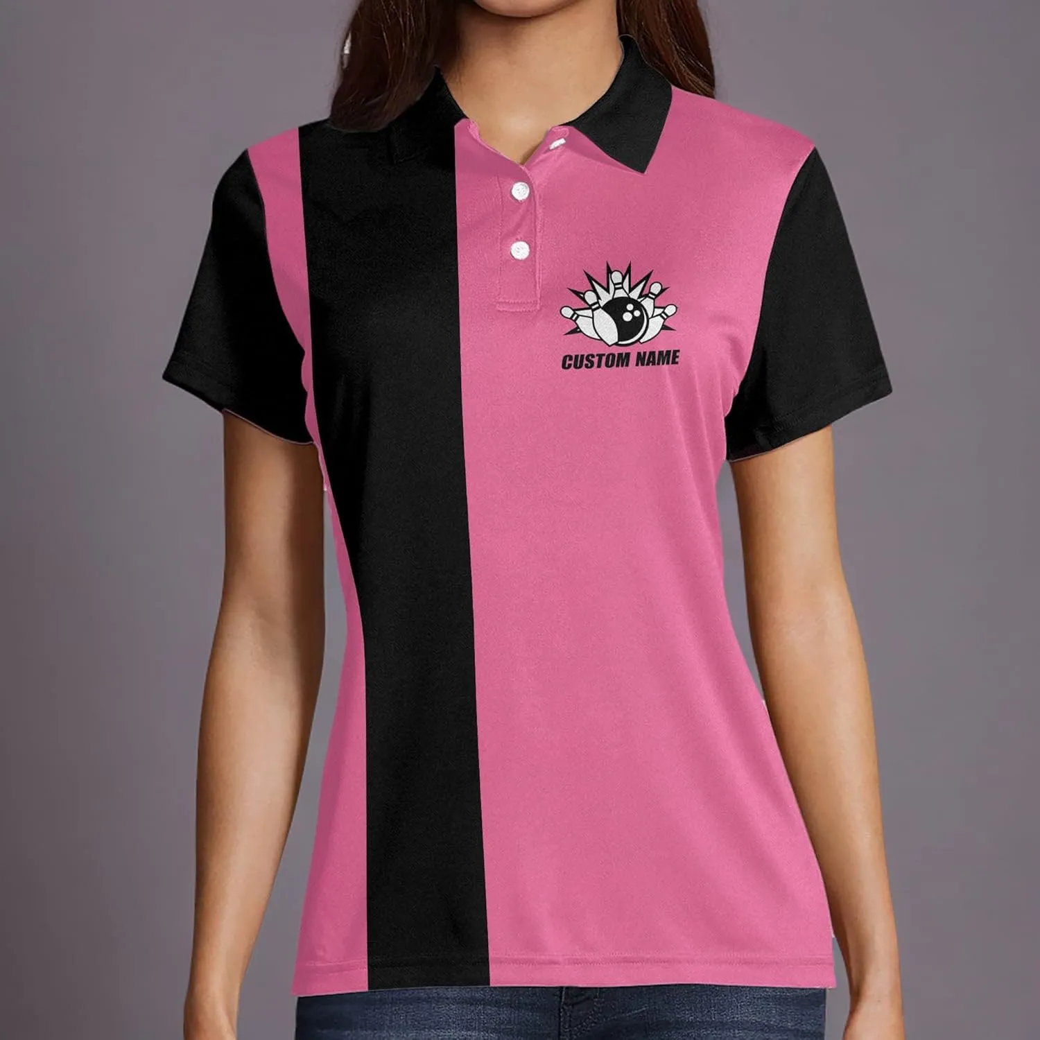 LASFOUR Personalized 3D Funny Bowling Shirts for Women, Custom Bowling Team Shirts for Women, Women Bowling Jerseys