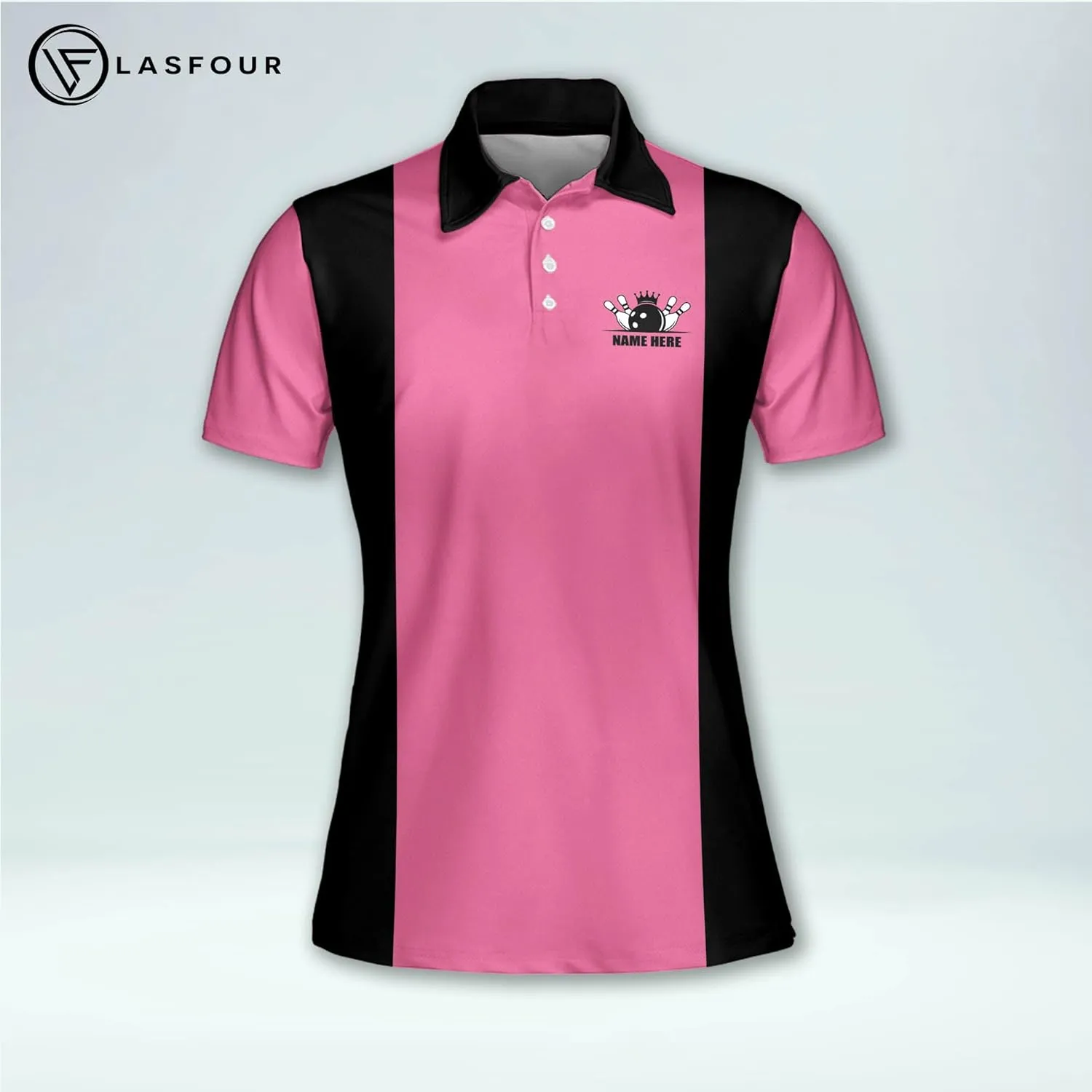 LASFOUR Personalized 3D Funny Bowling Shirts for Women, Custom Bowling Team Shirts for Women, Women Bowling Jerseys