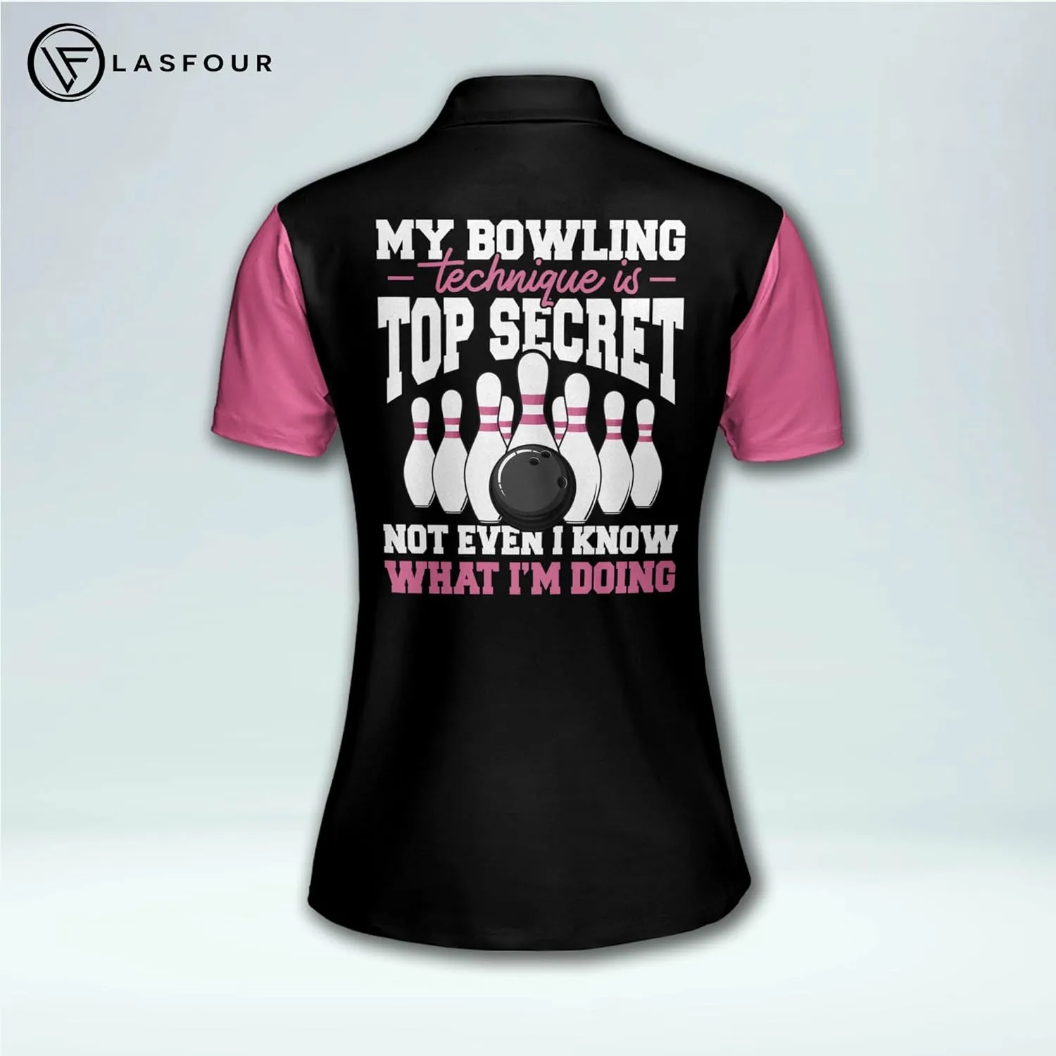 LASFOUR Personalized 3D Funny Bowling Shirts for Women, Custom Bowling Team Shirts for Women, Women Bowling Jerseys