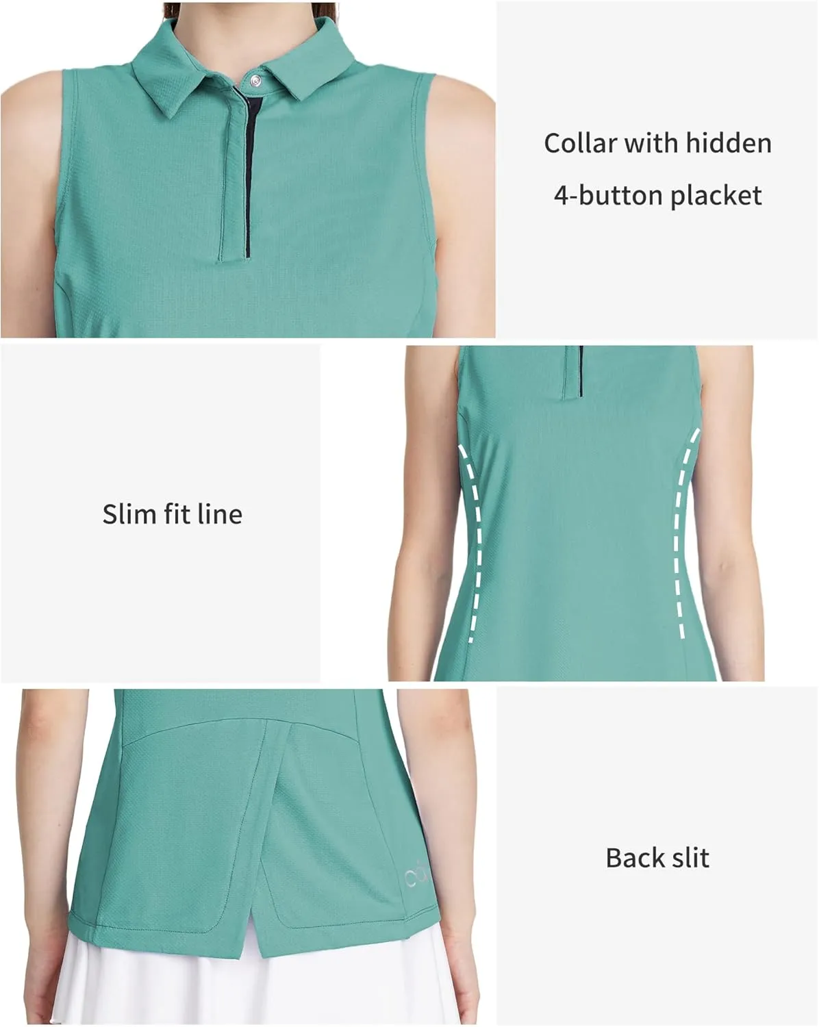 LastFor1 Women's Golf Shirts Sleeveless Polo Tennis Tops Quick Dry Lightweight UPF 50  Athletic Shirts 5-Button