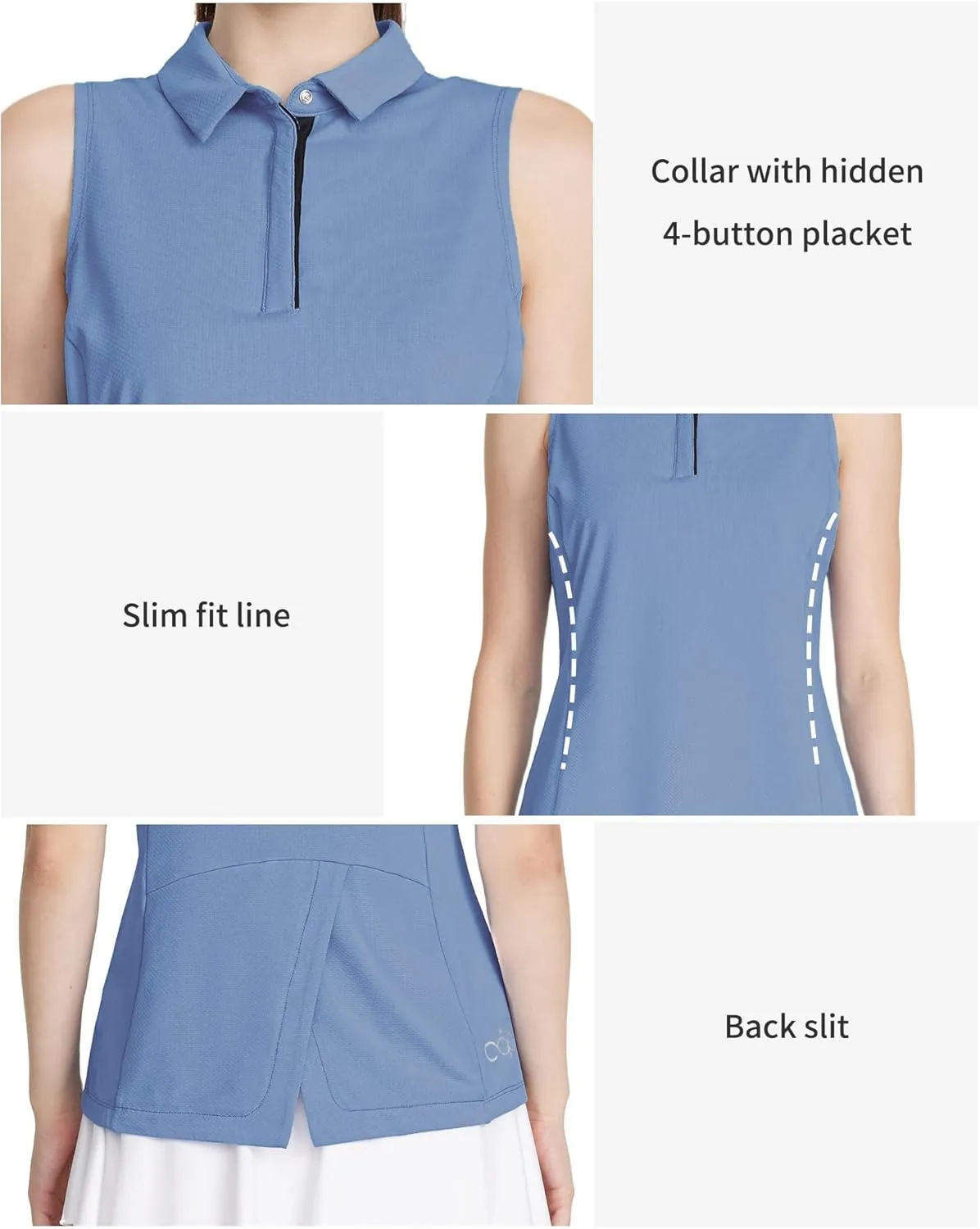 LastFor1 Women's Golf Shirts Sleeveless Polo Tennis Tops Quick Dry Lightweight UPF 50  Athletic Shirts 5-Button