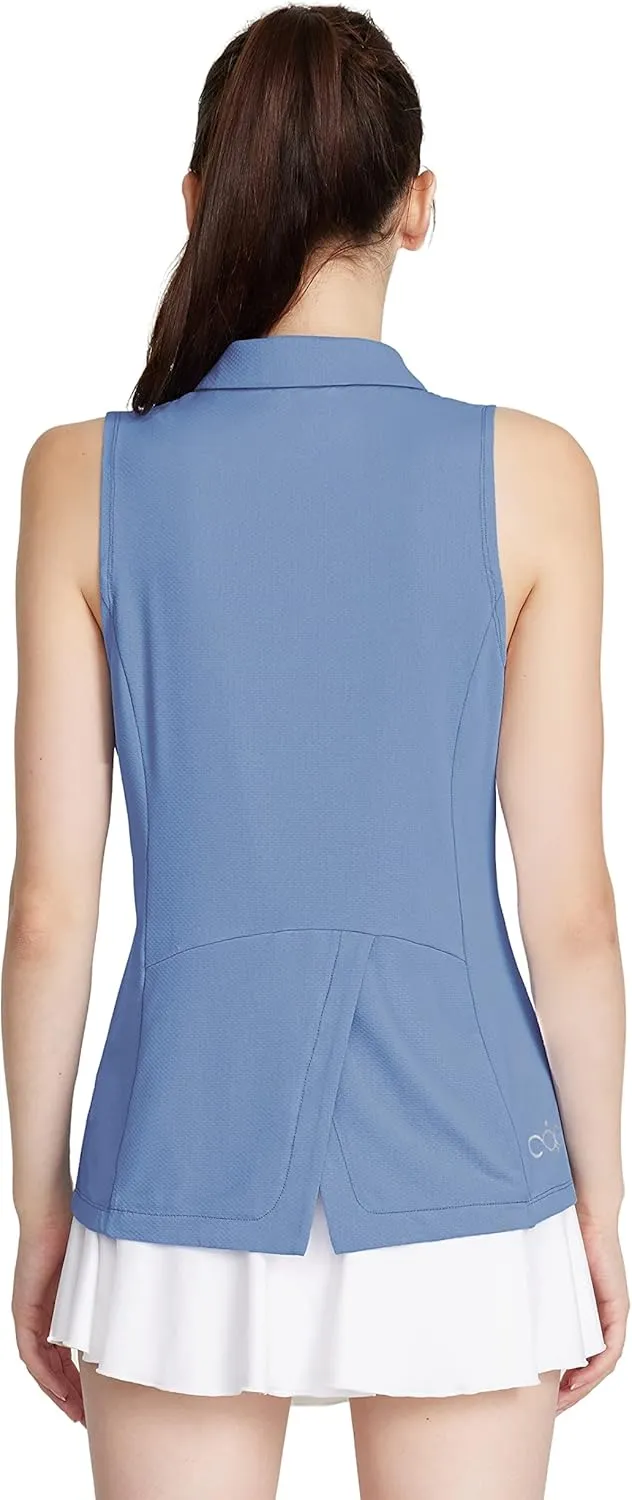 LastFor1 Women's Golf Shirts Sleeveless Polo Tennis Tops Quick Dry Lightweight UPF 50  Athletic Shirts 5-Button