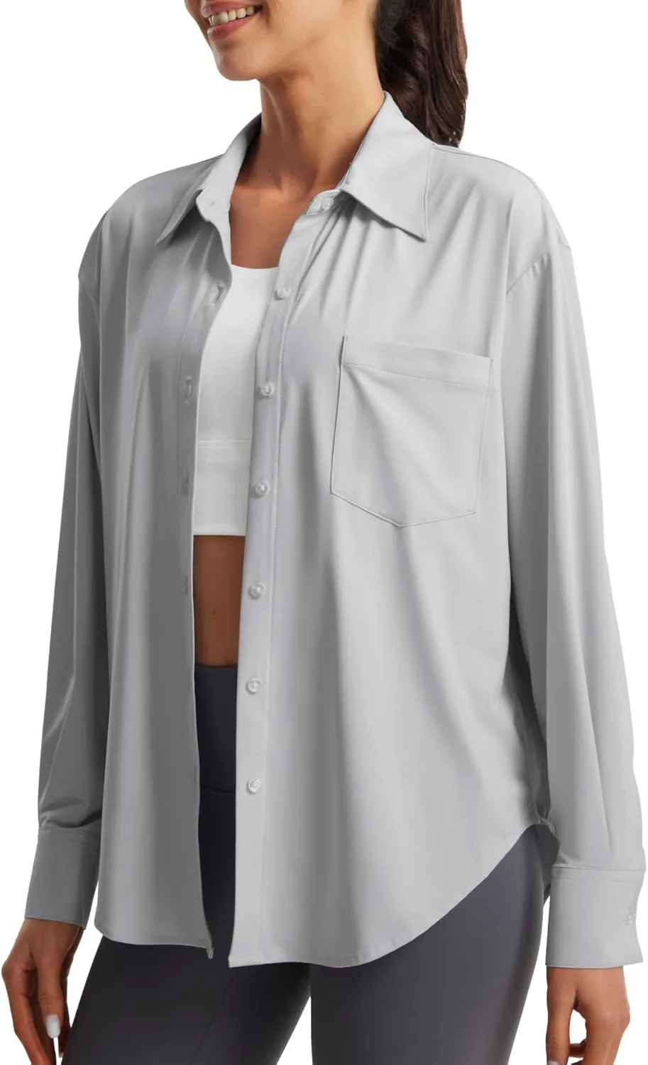 Libin Women's UPF 50  Long Sleeve UV Sun Protection Shirts Quick Dry Button Down Dress Swim Beach Cover Up for Hiking Fishing