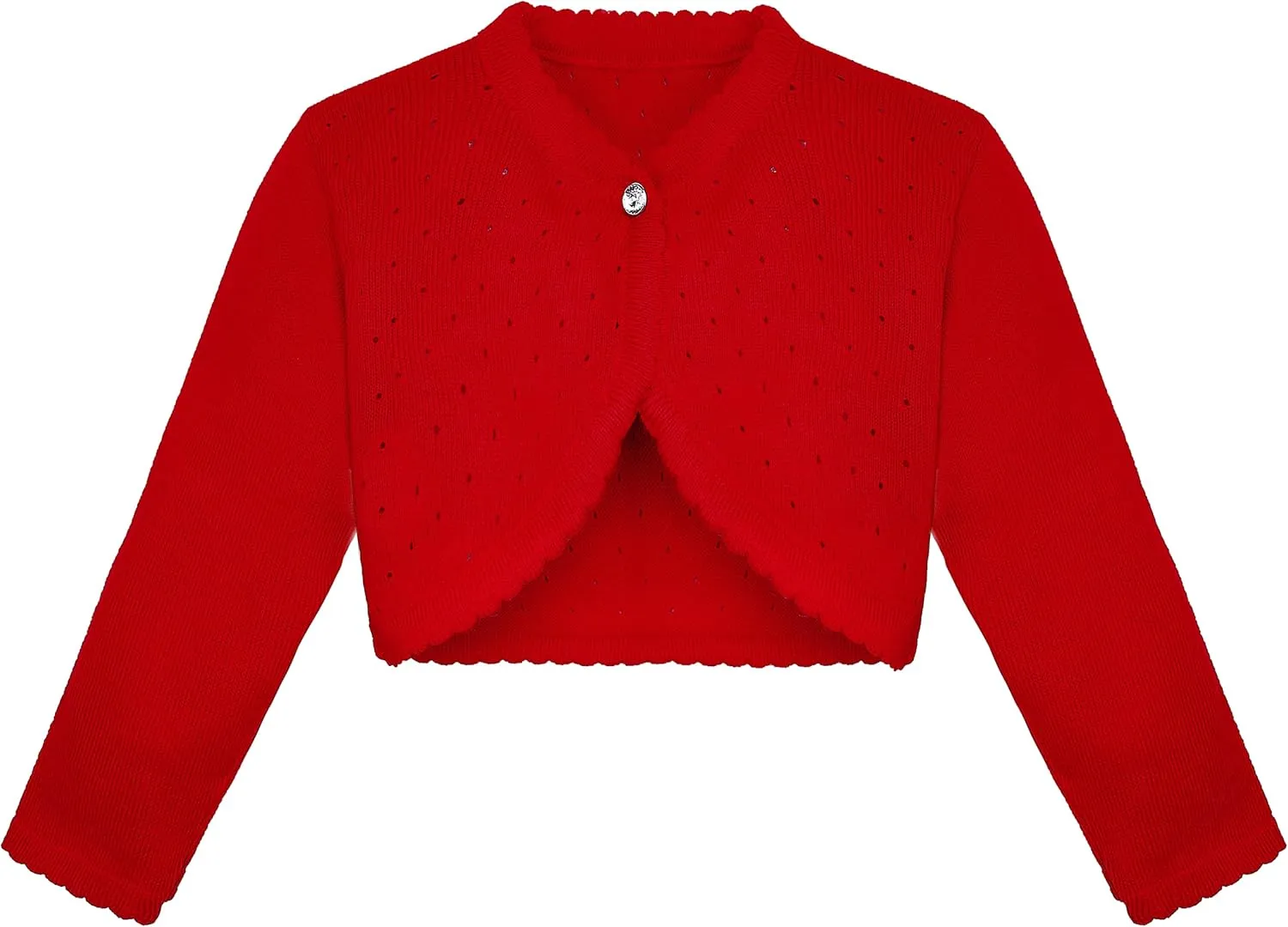 Lilax Baby Girls' Knit Long Sleeve One Button Closure Bolero Shrug