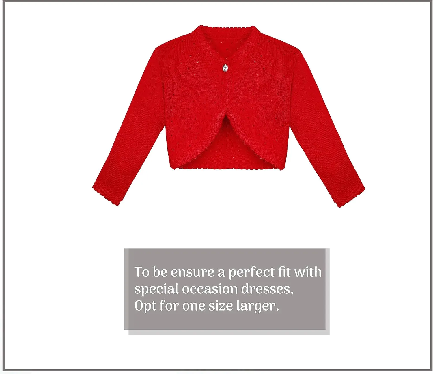 Lilax Baby Girls' Knit Long Sleeve One Button Closure Bolero Shrug