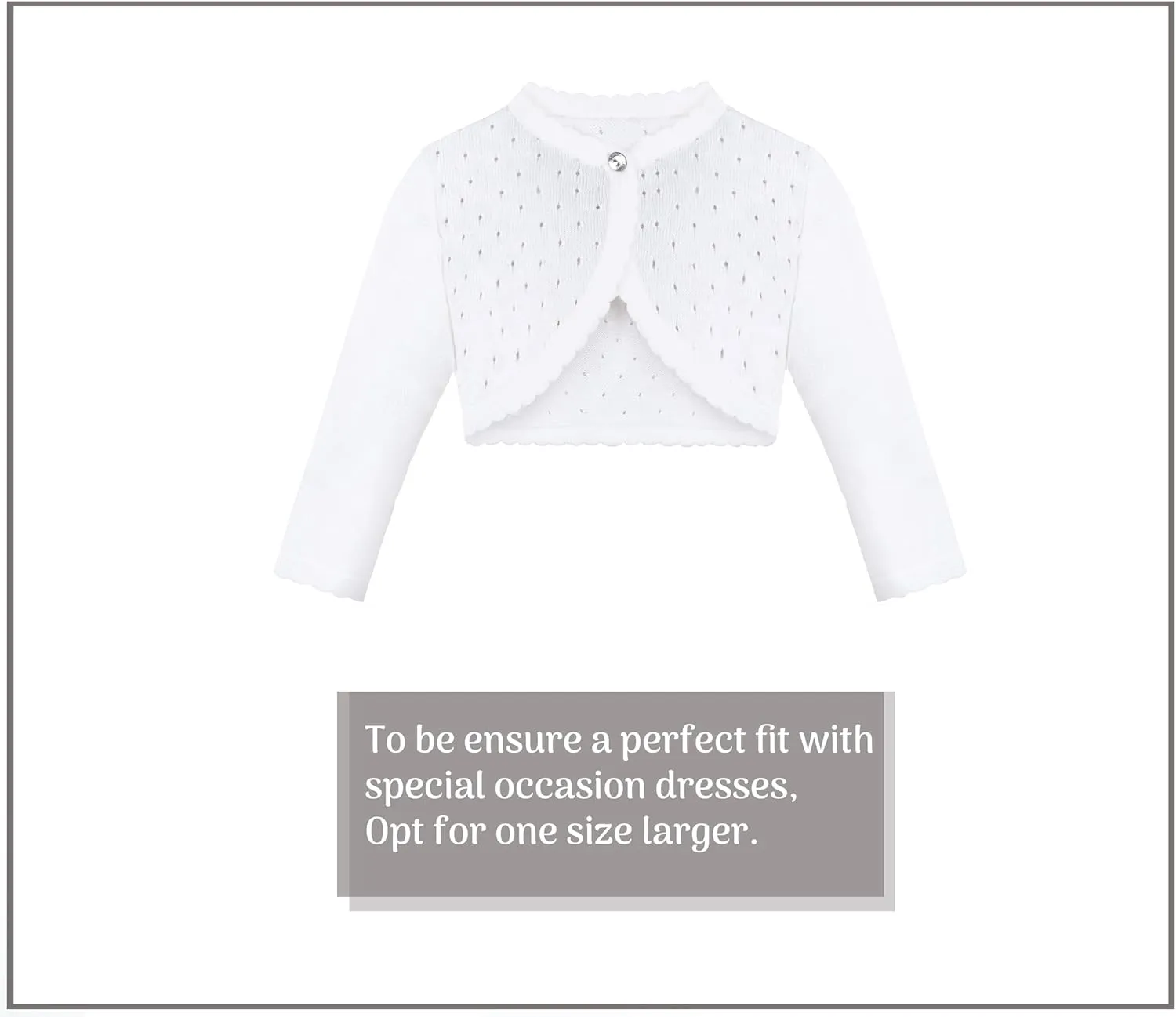 Lilax Baby Girls' Knit Long Sleeve One Button Closure Bolero Shrug