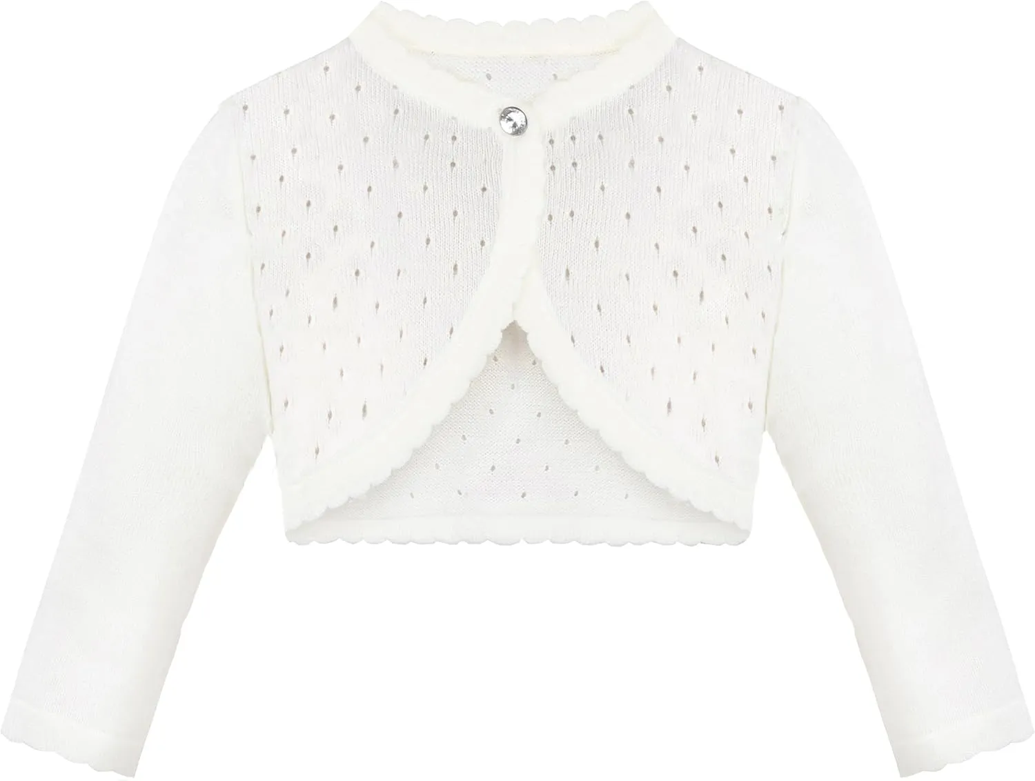 Lilax Baby Girls' Knit Long Sleeve One Button Closure Bolero Shrug