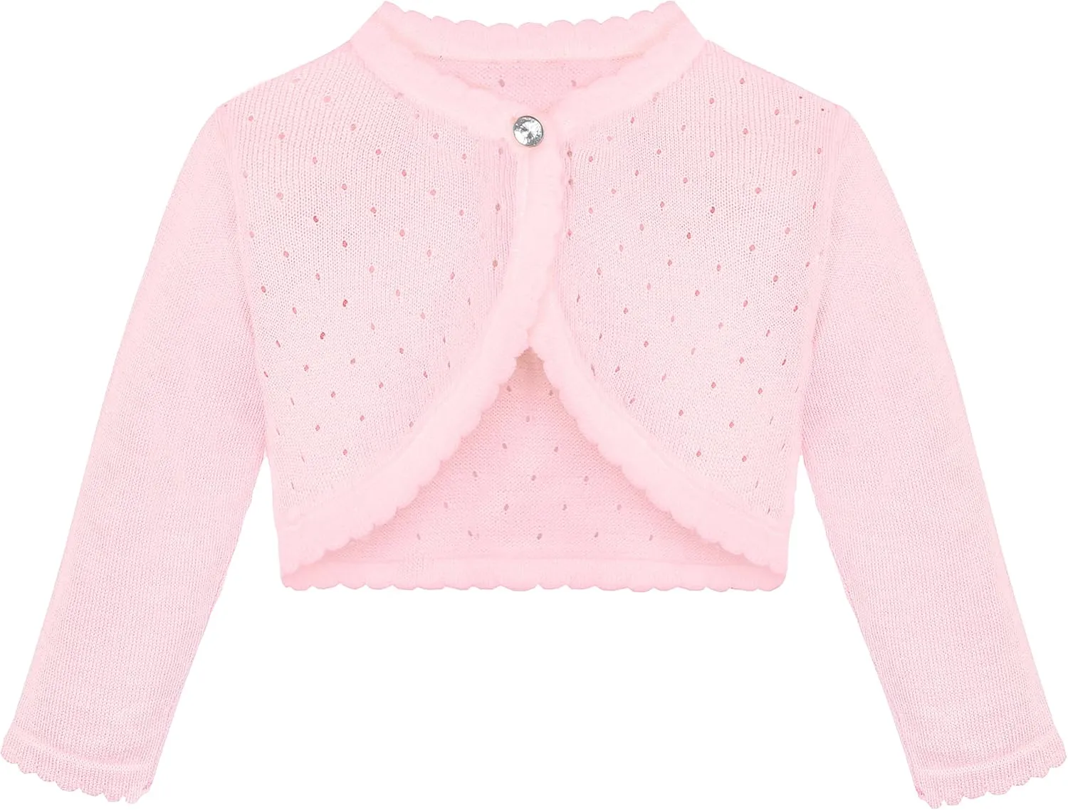 Lilax Baby Girls' Knit Long Sleeve One Button Closure Bolero Shrug
