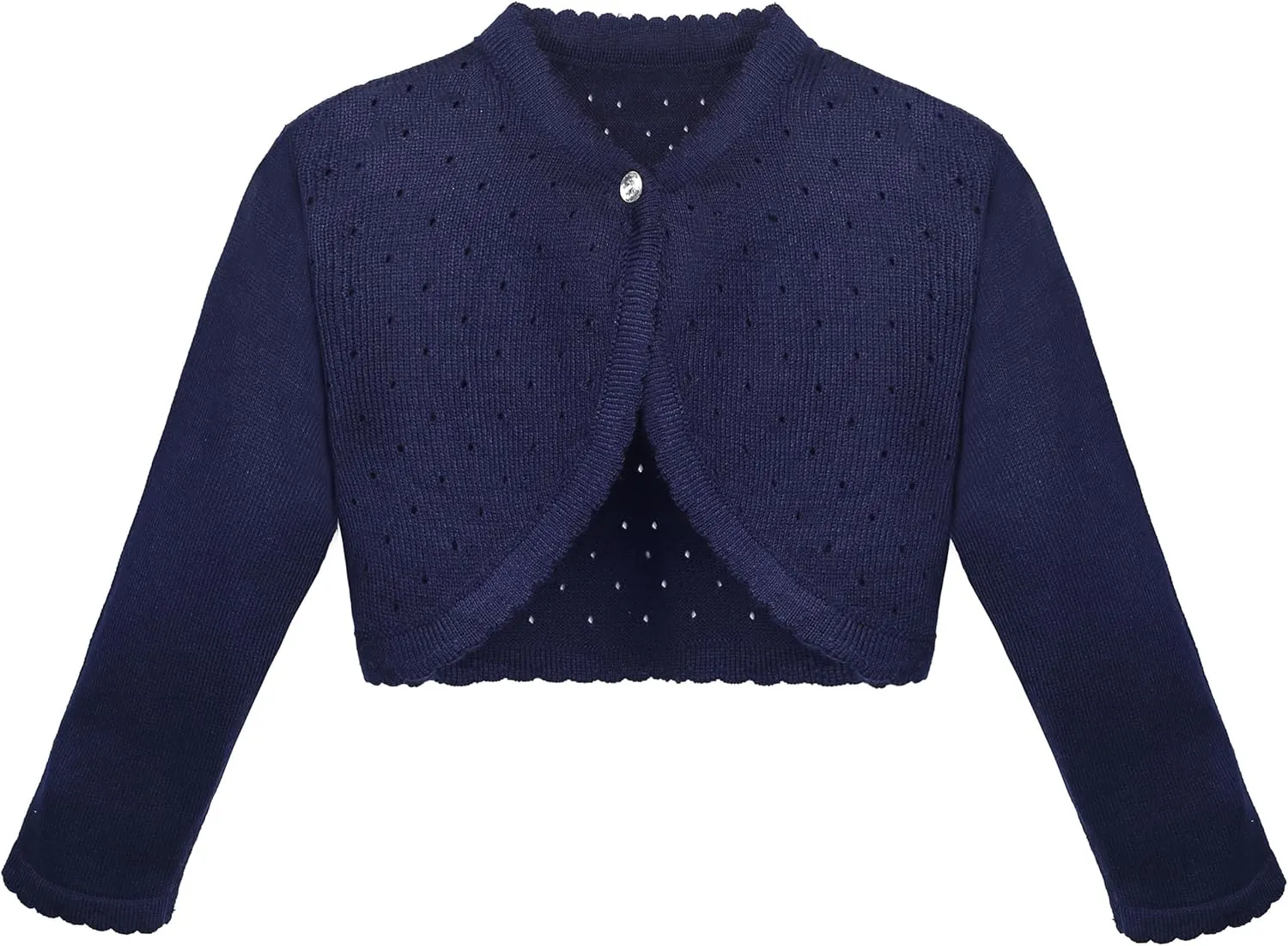 Lilax Baby Girls' Knit Long Sleeve One Button Closure Bolero Shrug