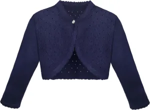 Lilax Baby Girls' Knit Long Sleeve One Button Closure Bolero Shrug
