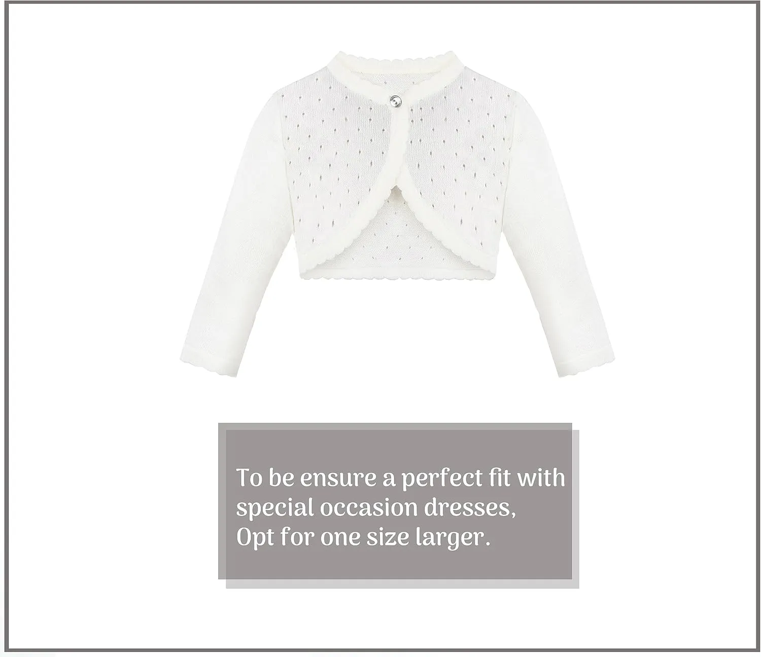 Lilax Baby Girls' Knit Long Sleeve One Button Closure Bolero Shrug