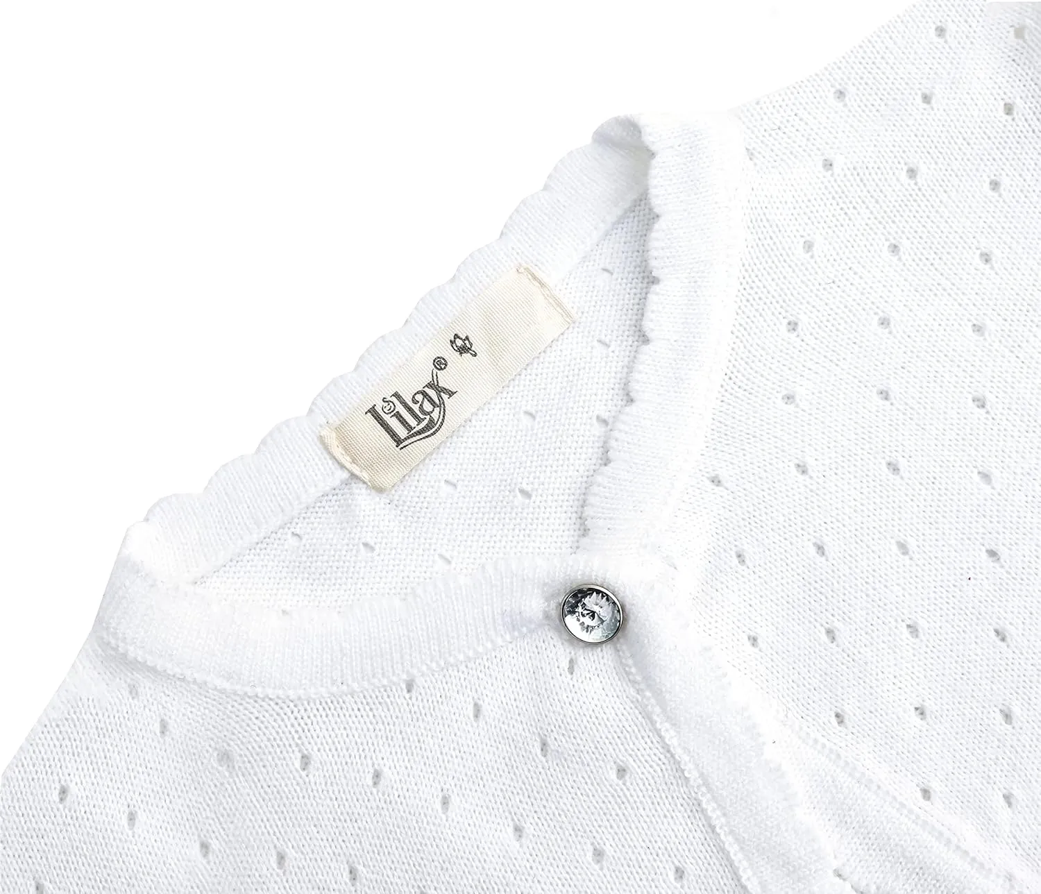 Lilax Baby Girls' Knit Long Sleeve One Button Closure Bolero Shrug