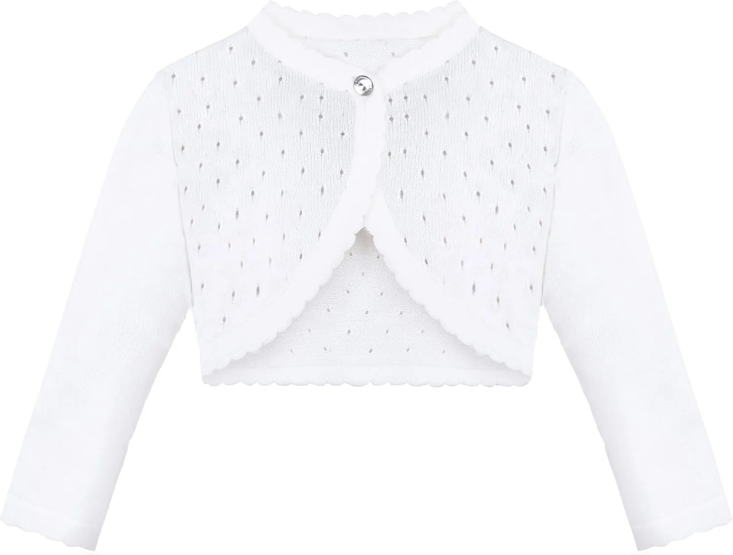 Lilax Baby Girls' Knit Long Sleeve One Button Closure Bolero Shrug