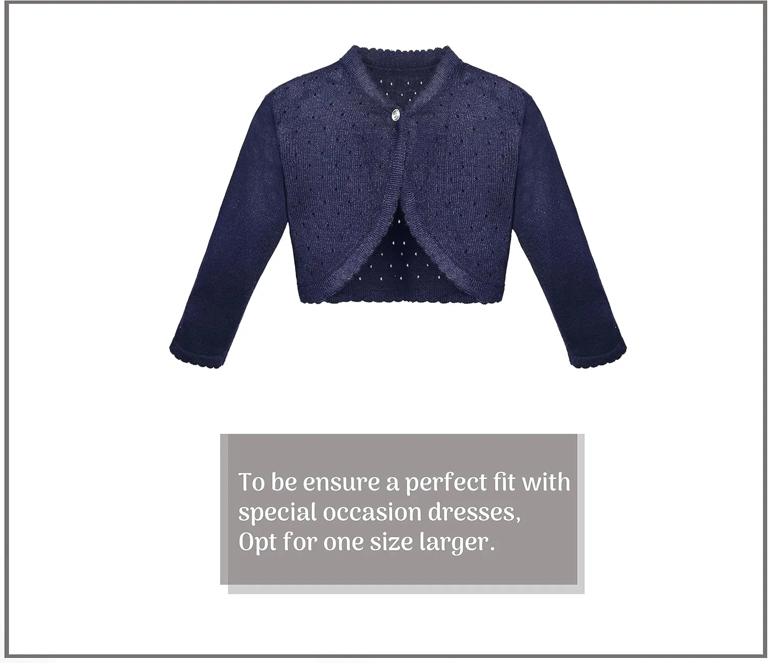 Lilax Baby Girls' Knit Long Sleeve One Button Closure Bolero Shrug