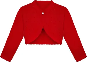 Lilax Baby Girls' Knit Long Sleeve One Button Closure Bolero Shrug