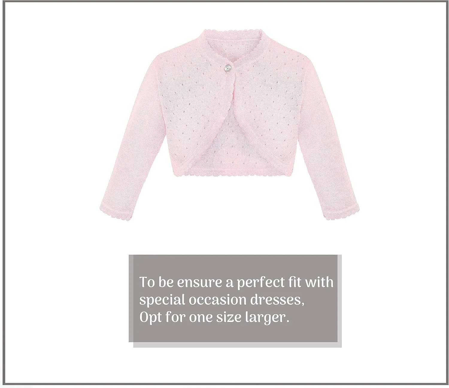 Lilax Baby Girls' Knit Long Sleeve One Button Closure Bolero Shrug