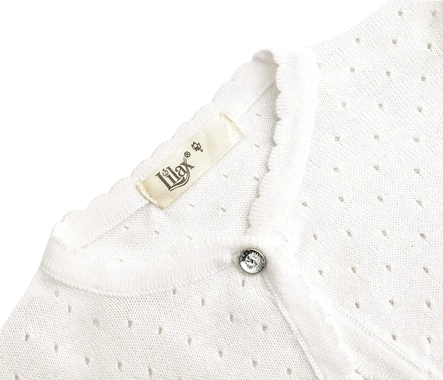 Lilax Baby Girls' Knit Long Sleeve One Button Closure Bolero Shrug
