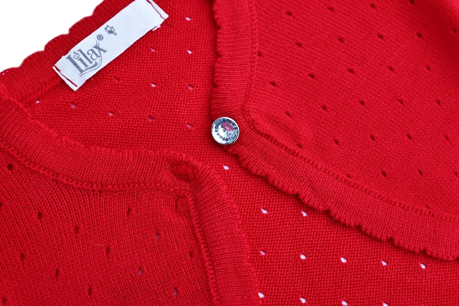 Lilax Baby Girls' Knit Long Sleeve One Button Closure Bolero Shrug