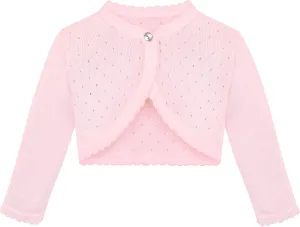 Lilax Baby Girls' Knit Long Sleeve One Button Closure Bolero Shrug