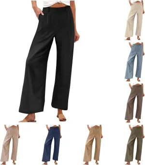 Linen Pants for Women High Waisted Wed Leg Palazzo Pants Summer Casual Lounge Trousers Trendy Vacation Outfits