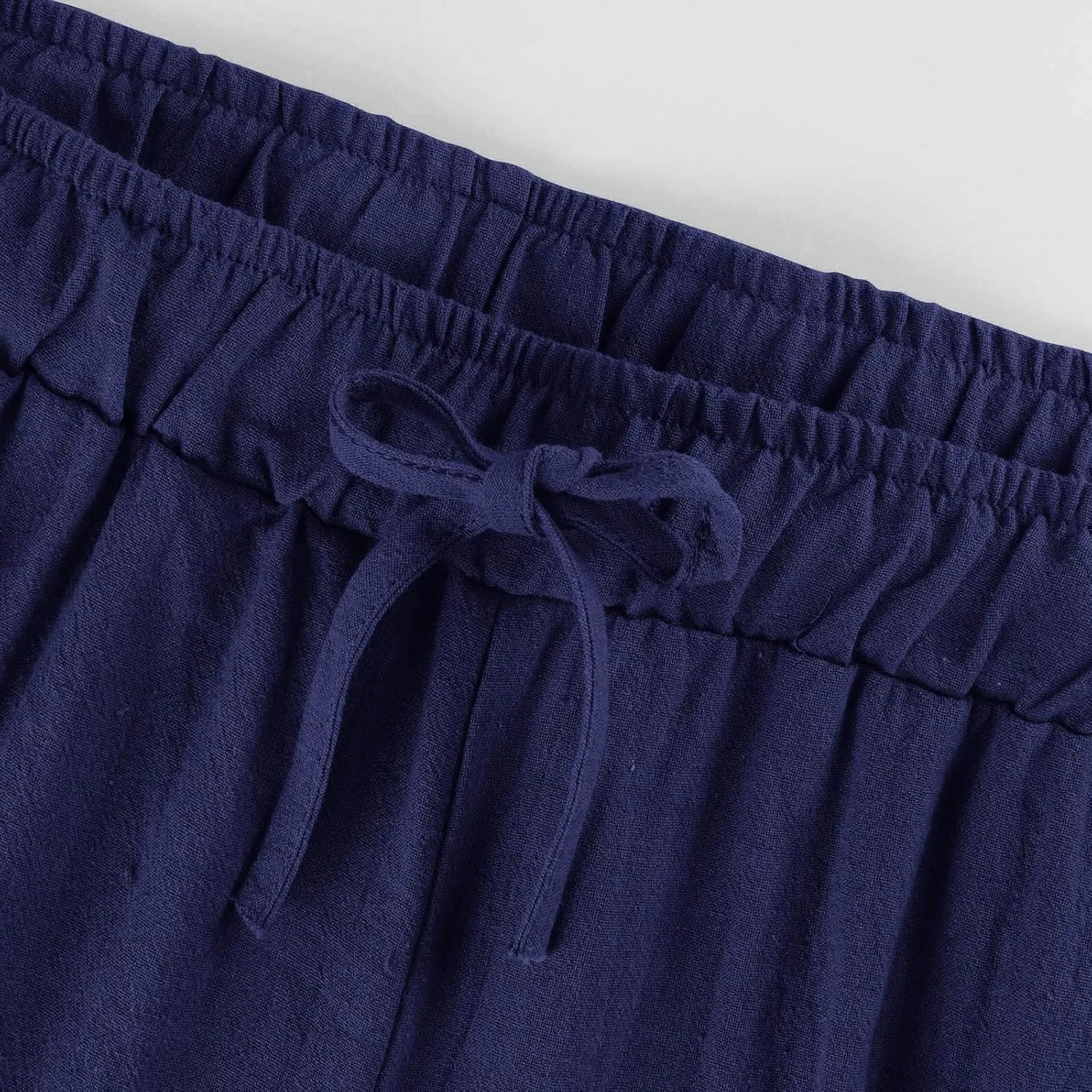 Linen Pants Women Summer Casual Wed Leg Lounge Trousers Drawstring High Waist Cropped Capri Pants Boho Beach Outfits