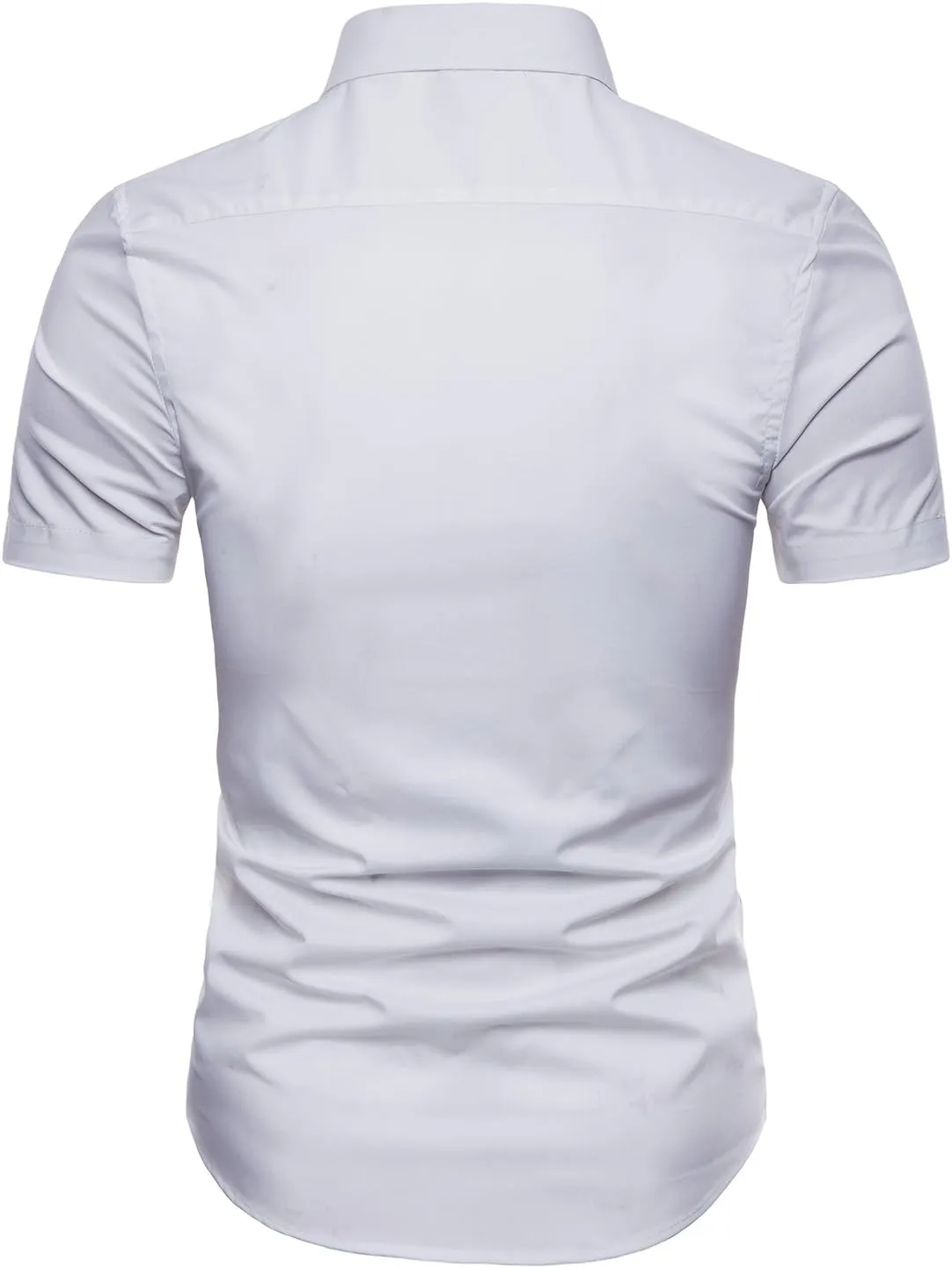 LOCALMODE Men's Regular Fit Cotton Business Casual Shirt Solid Short Sleeve Button Down Dress Shirts