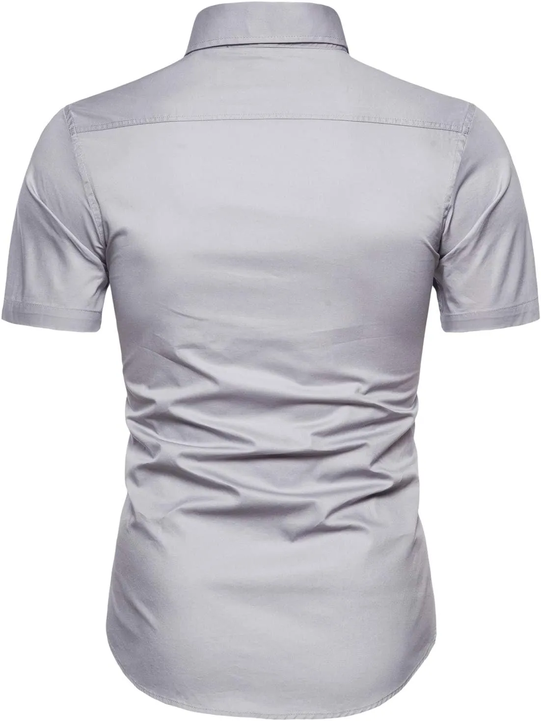 LOCALMODE Men's Regular Fit Cotton Business Casual Shirt Solid Short Sleeve Button Down Dress Shirts