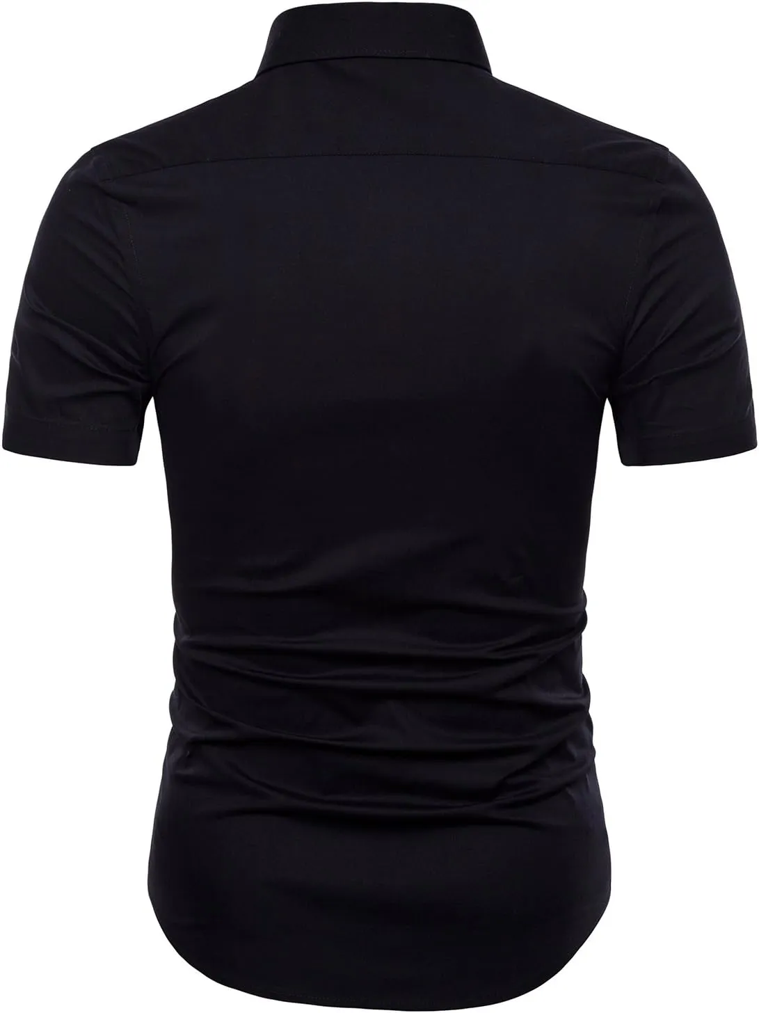 LOCALMODE Men's Regular Fit Cotton Business Casual Shirt Solid Short Sleeve Button Down Dress Shirts